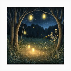 Fireflies In The Night Canvas Print
