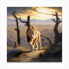 A Ferocious Lion Taking Center Stage Sharp Eyes And Intent Gaze Focused On The Distance Tigers Pro 115489645 Canvas Print