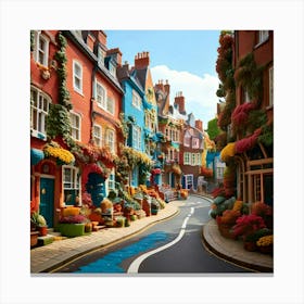 Firefly Bending Uk Street In Whimsical Claymation Style 64637 Canvas Print