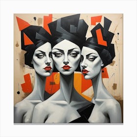 Abstract Portrait Of A 3 Woman Art Print Canvas Print