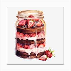 Strawberry Cake In A Jar 2 Canvas Print