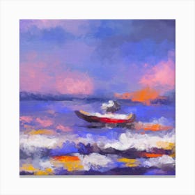 Boat And Waves Canvas Print