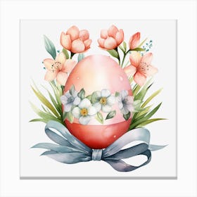 Easter Egg With Flowers Canvas Print