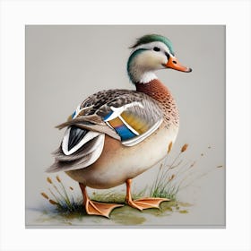 Mallard Duck, Realistic duck wall art print, Detailed waterfowl artwork for walls, Majestic duck painting on canvas, Duck pond wall decor, Duckling family wall art, Vibrant duck feathers in art print, Duck hunting scene wall print, Peaceful duck in nature art, Waterfowl lovers' wall decor, Duck art for lake house, Canvas Print