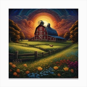 Sunset At The Barn Canvas Print