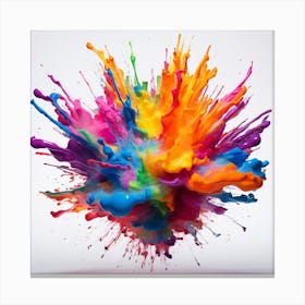 Colorful Paint Splash On White Background Canvas Print