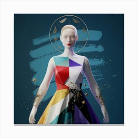 Woman In A Colorful Dress Canvas Print