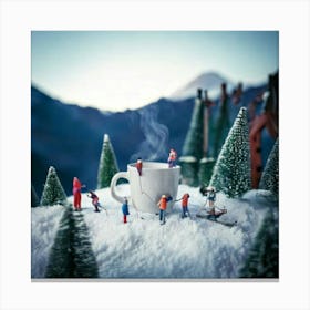 Firefly Mini, Ski, Resort, Cup, Tiny, Skiers, Snowboarders, Gliding, Snowy, Mountainsides, Ski Lifts (2) Canvas Print