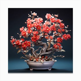 Ornate Potted Plant With Vivid Blooms Canvas Print