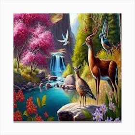 Deer In The Forest Canvas Print