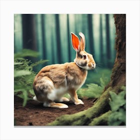 Rabbit In The Forest Photo Canvas Print