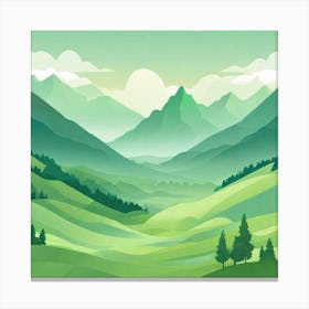 Misty mountains background in green tone 213 Canvas Print