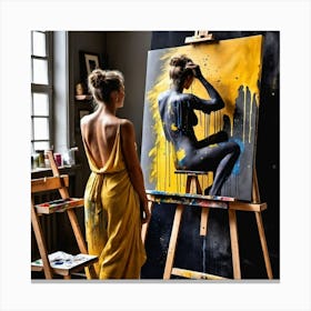 Artist In Yellow Dress Canvas Print