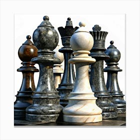 Chess Pieces On A Chessboard Canvas Print