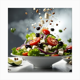 Salad With Olives And Tomatoes Canvas Print