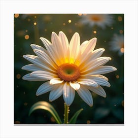 A Radiant Daisy With Petals Of Shimmering, Fractal Light Blooming In A Celestial Garden Canvas Print