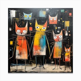 Family Of Cats attractive watercolors Canvas Print