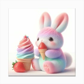 Bunny Eating Ice Cream 1 Canvas Print