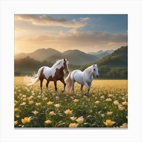 Horses In A Field 20 Canvas Print
