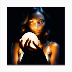 Woman Holding A Crystal Ball Canvas Print