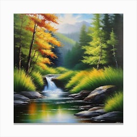 Waterfall In A Forest 1 Canvas Print