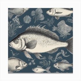 Vintage Kitchen Fish Botanical 1 Canvas Print