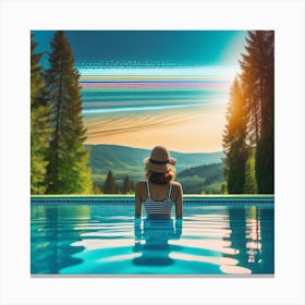 Woman In A Pool Canvas Print