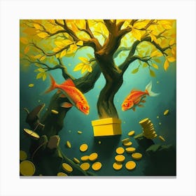 Gold Fish In A Tree 1 Toile