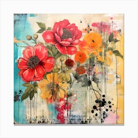 Vintage Bright Flowers 11 Canvas Print