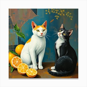 Cats And Oranges Canvas Print