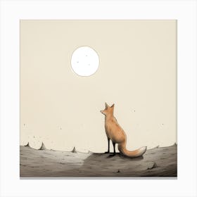 Fox and The Moon Canvas Print