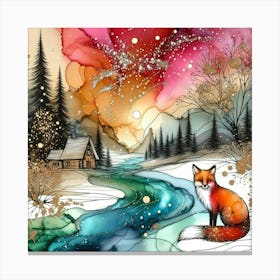 Fox By The River Canvas Print