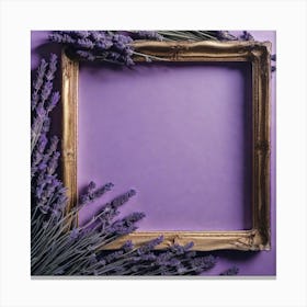 Lavender Frame On Purple Background 5 Canvas Print