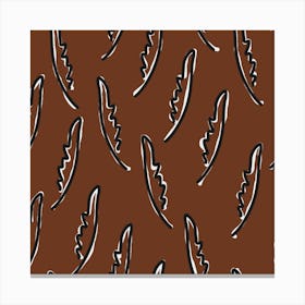 Feathers On A Brown Background Canvas Print