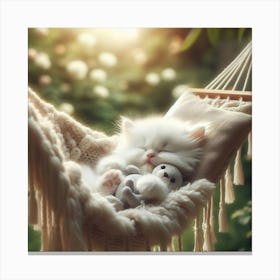 White Kitten Sleeping In A Hammock 3 Canvas Print