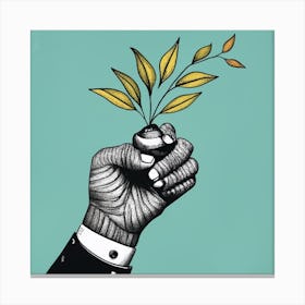 Hand Holding A Plant Canvas Print