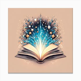 Open Book With Stars Canvas Print