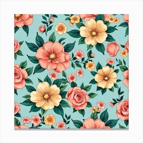 Seamless Floral Pattern 6 Canvas Print