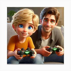 Family Playing Video Games Canvas Print