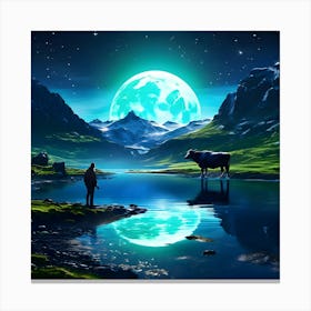 Moonlight In The Mountains Canvas Print