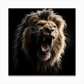 Portrait of Lion Roaring Canvas Print