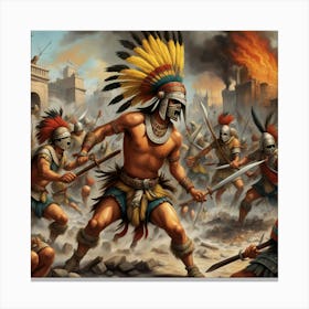 Battle Of The Indians Canvas Print