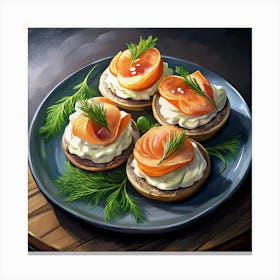 Smoked Salmon And Cream Cheese Canapés Canvas Print