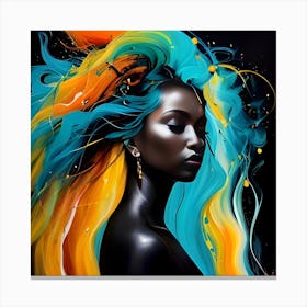 Woman With Colorful Hair Canvas Print