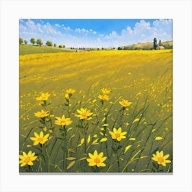Yellow Flowers In A Field 18 Canvas Print