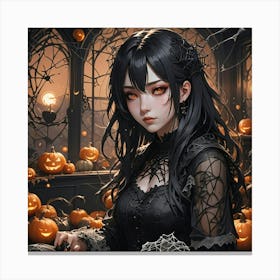 Halloween Goth Anime Girl 3 Canvas Print