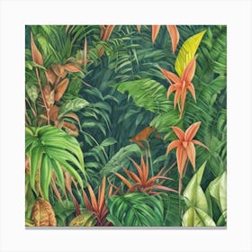 Tropical Jungle Jungle Night Botanical Art Print 1 Canvas Print