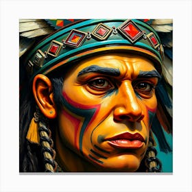 Aztec Chief Portrait Canvas Print