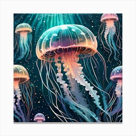 Medusa Jellyfishes In The Sea Canvas Print