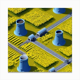 Isometric Illustration Of A Canola Field Canvas Print